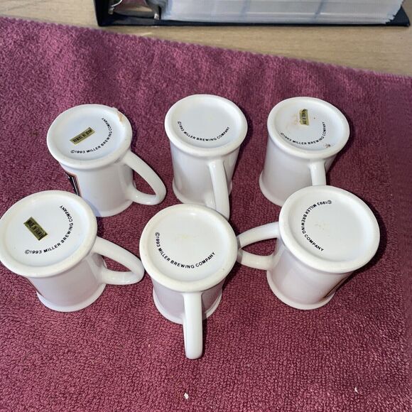 6 Ceramic Miller Brewing Co Beer Mugs Miller Genuine‎ Draft, High Life and Lite - Picture 3 of 4